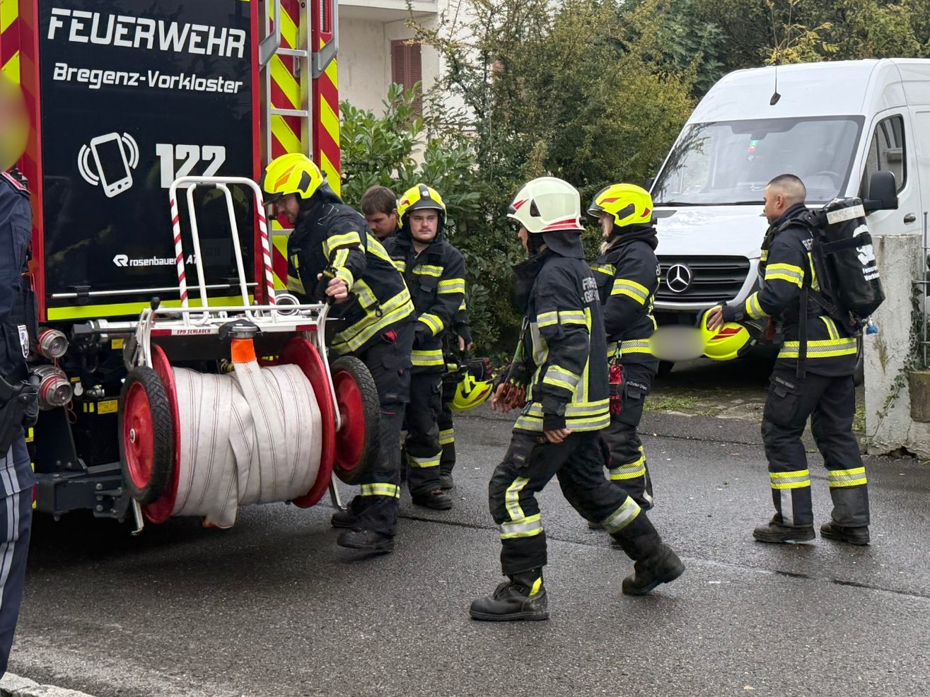 Feuerwehr Bregenz Vorkloster rückte zum Brand an.