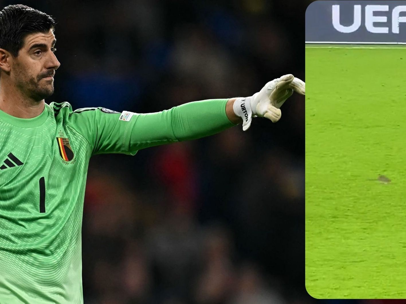Belgiens Torwart Thibaut Courtois wurde beim Spiel gegen Wales zum Rattenfänger