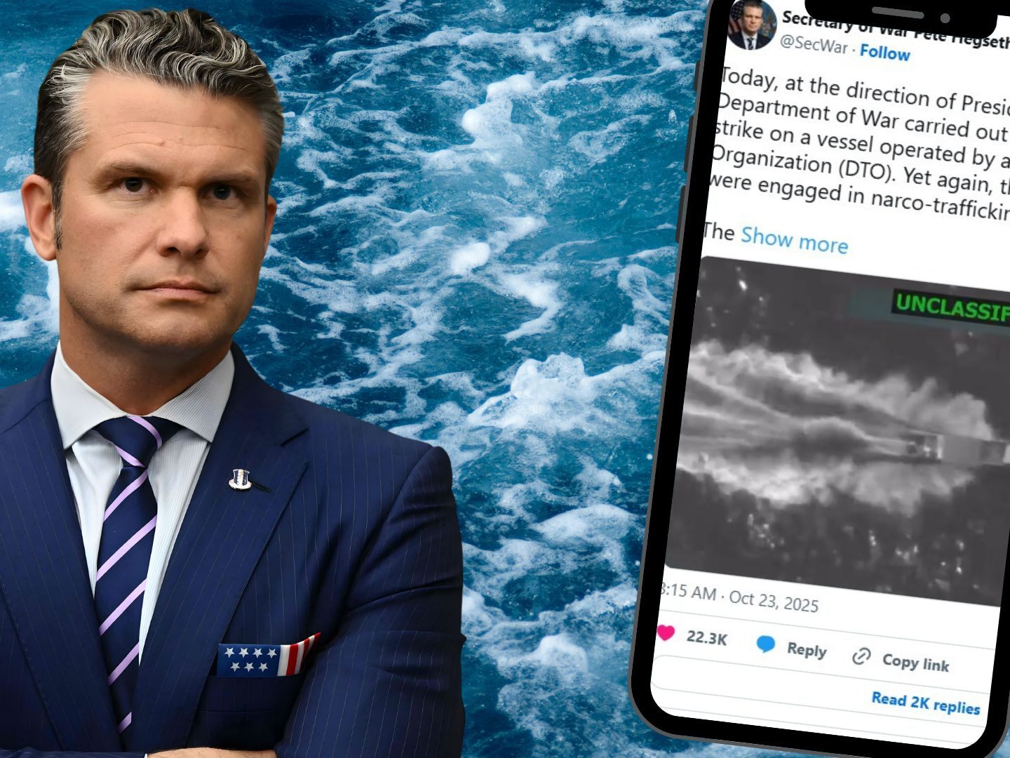 US-Kriegsminister Hegseth postet den tödlichen Angriff auf ein Boot.