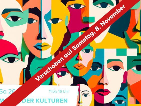 Der „Markt der Kulturen“ muss wetterbedingt abgesagt werden. Der vorläufige Ersatztermin ist Samstag, 8. November.