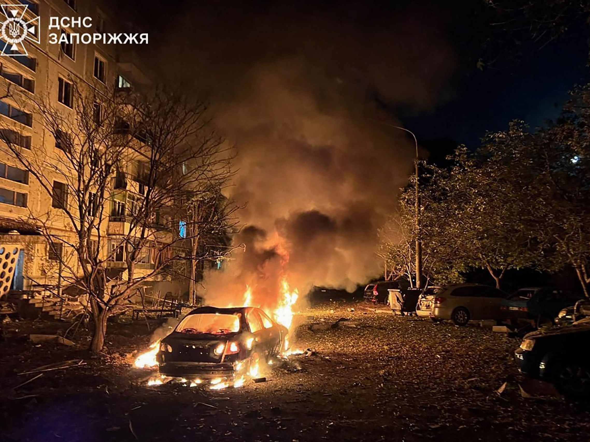 Nach einem Luftangriff in Saporischschja in der Nacht auf den 5. Oktober 2025.