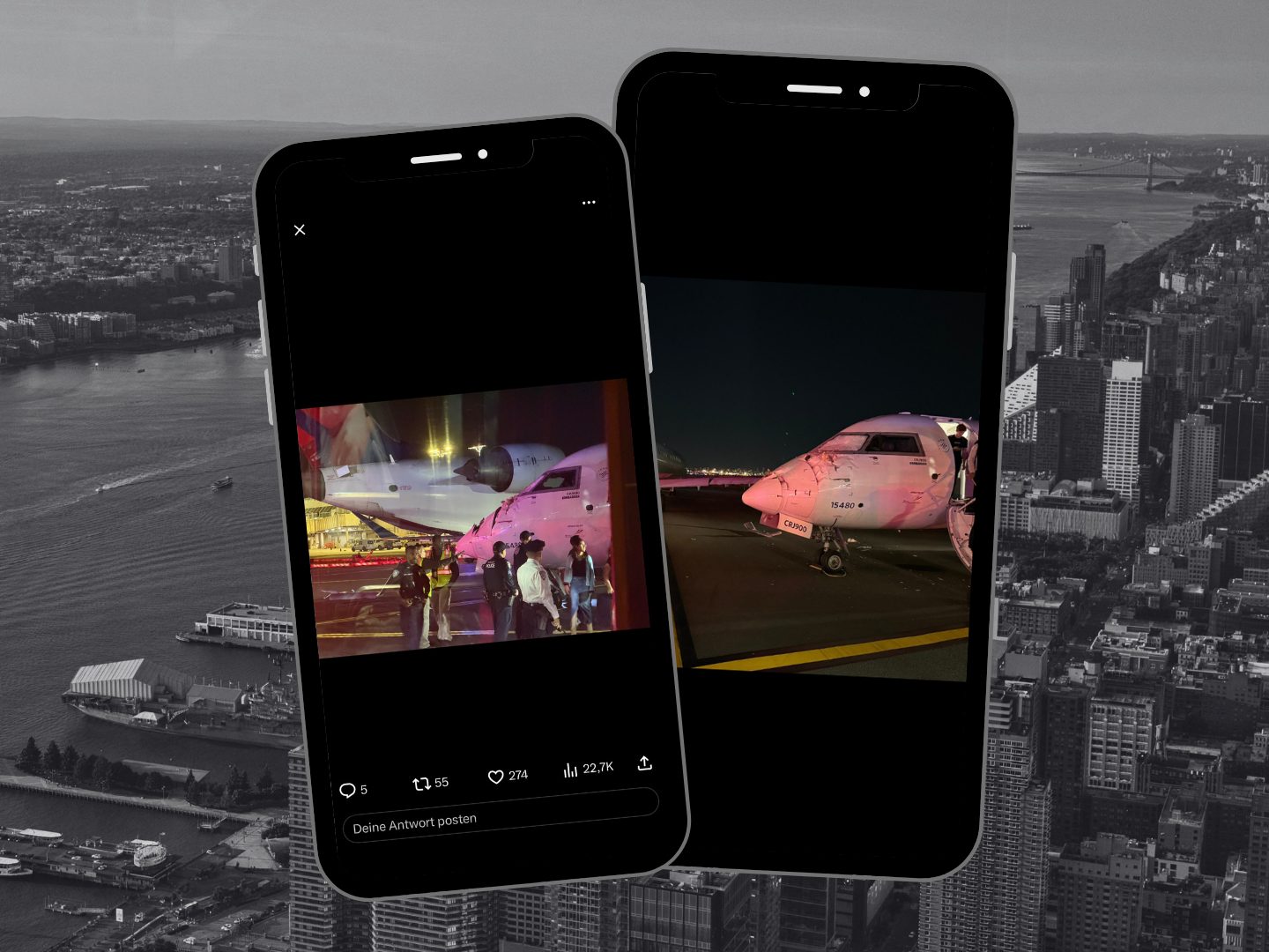 Flugzeug-Kollision in New York – Zwei Verletzte Flugzeug-Kollision in New York – Zwei Verletzte