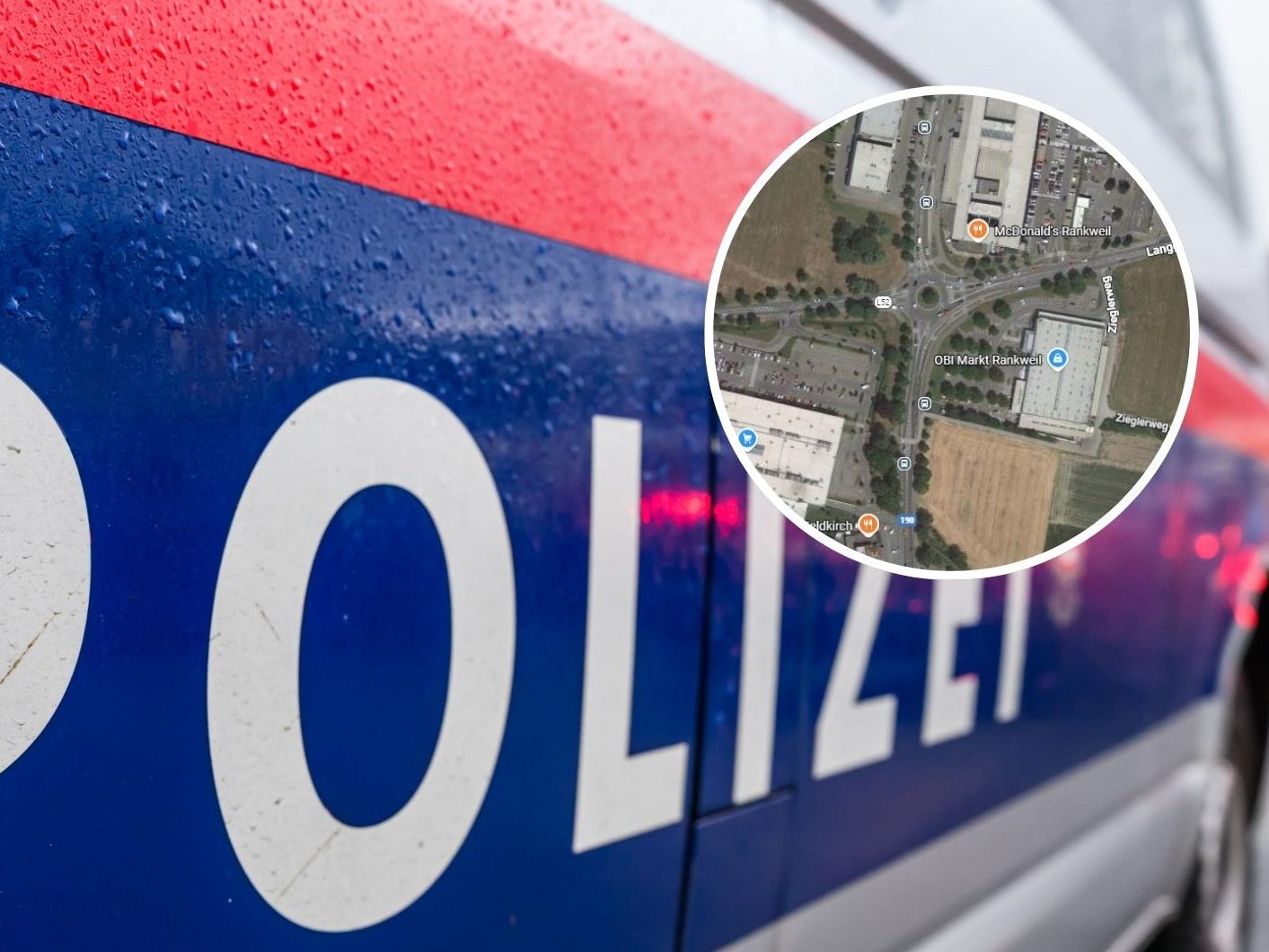 Die Tat ereignete sich im Bereich des Kreisverkehrs beim OBI Baumarkt in Rankweil.