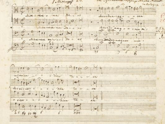 Einzige Abschrift von Mozarts Miserere (KV85) von Mozarts Vater Leopold