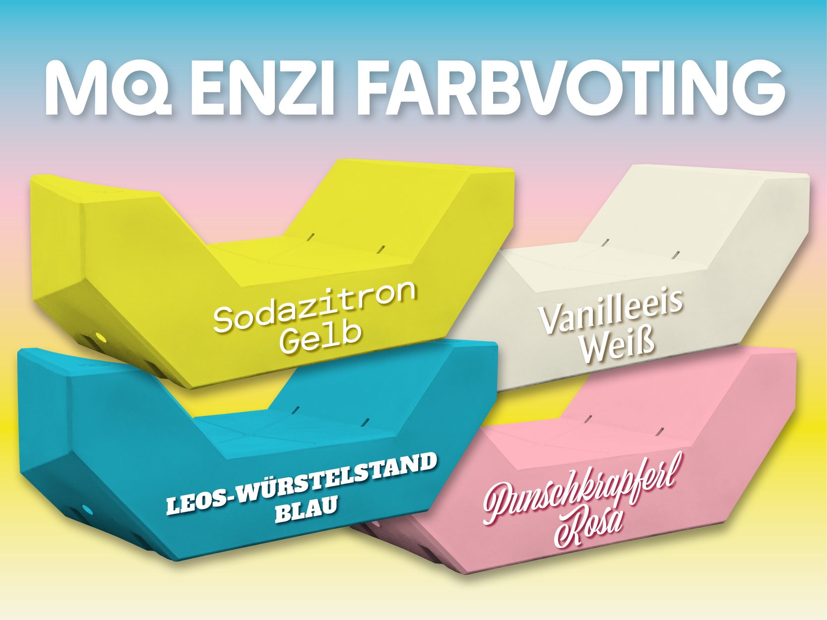 Ab sofort kann über die kommende Enzi-Farbe im Wiener MQ abgestimmt werden.