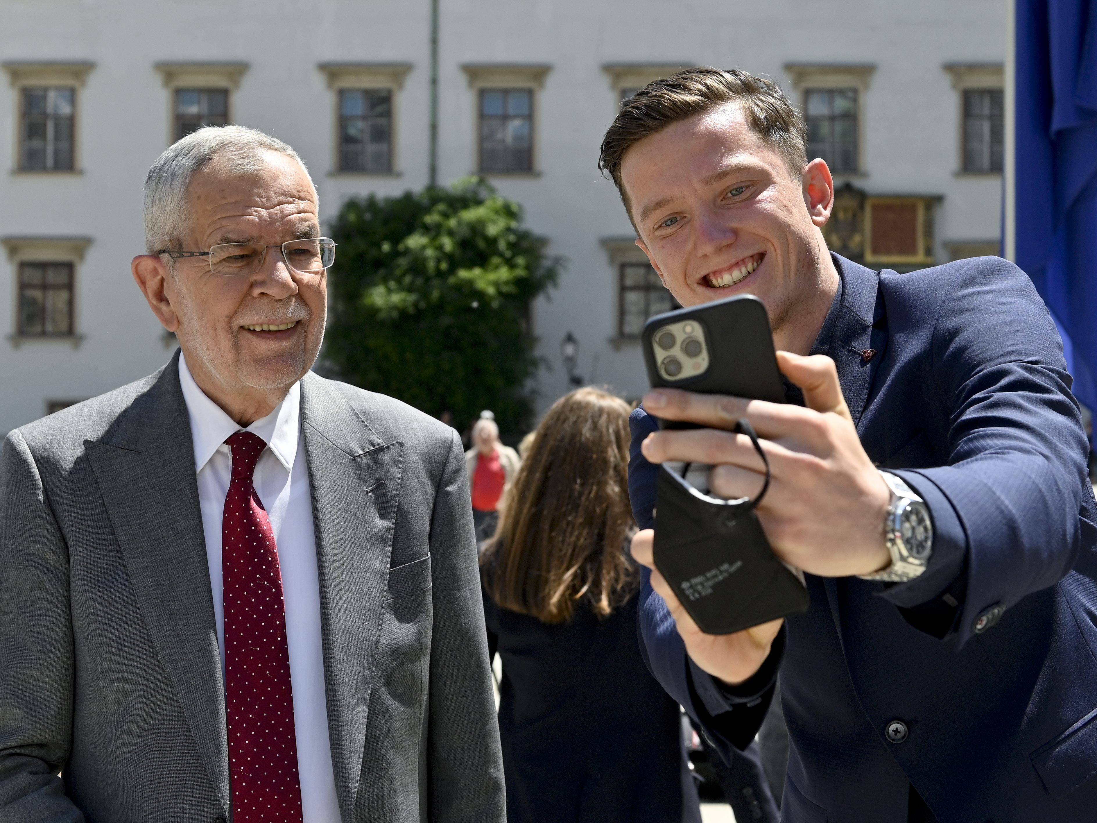 Alexander Van der Bellen und Michael Gregoritsch vor der EM 2021.