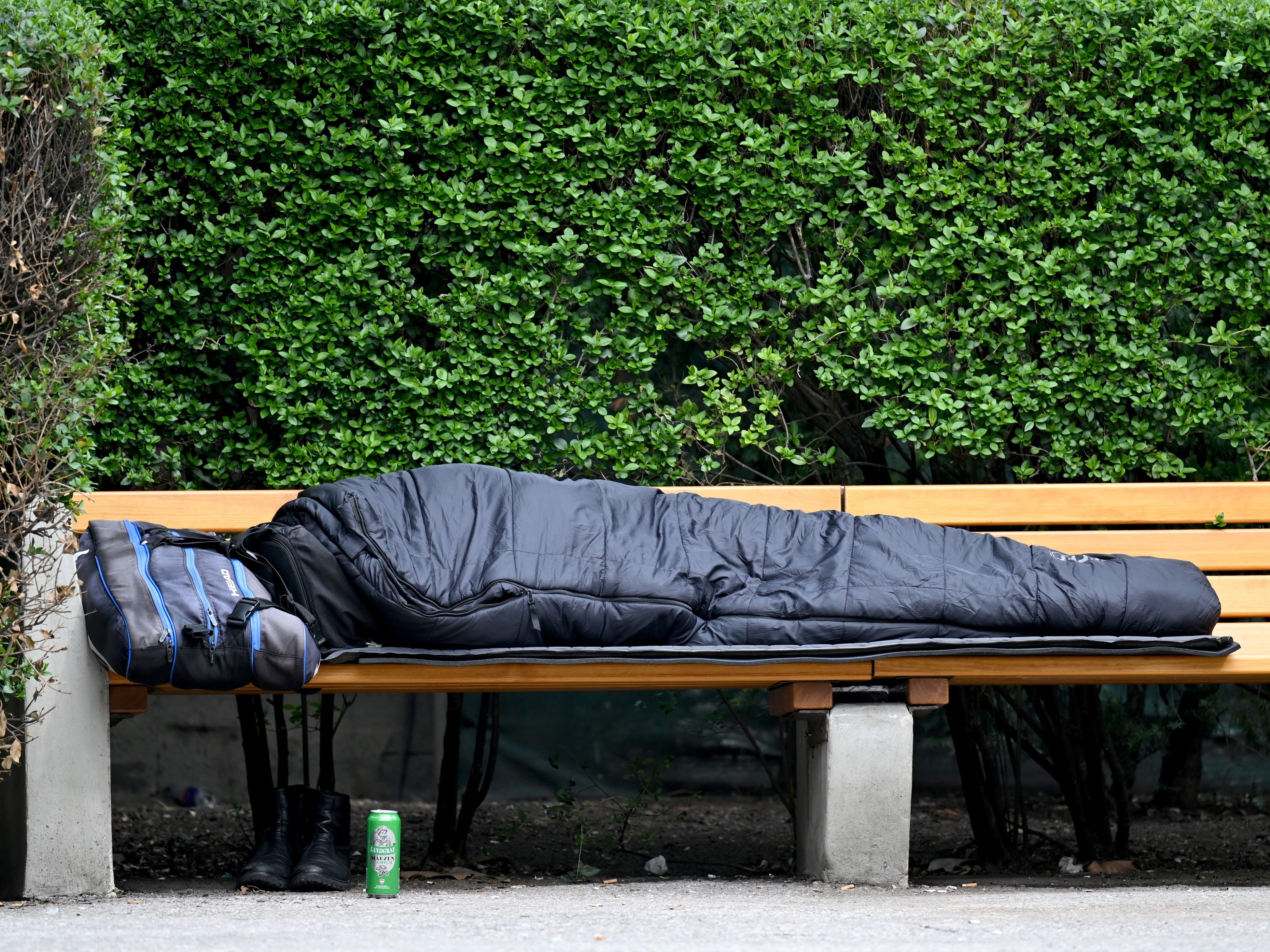 Eine obdachlose Person in Wien.