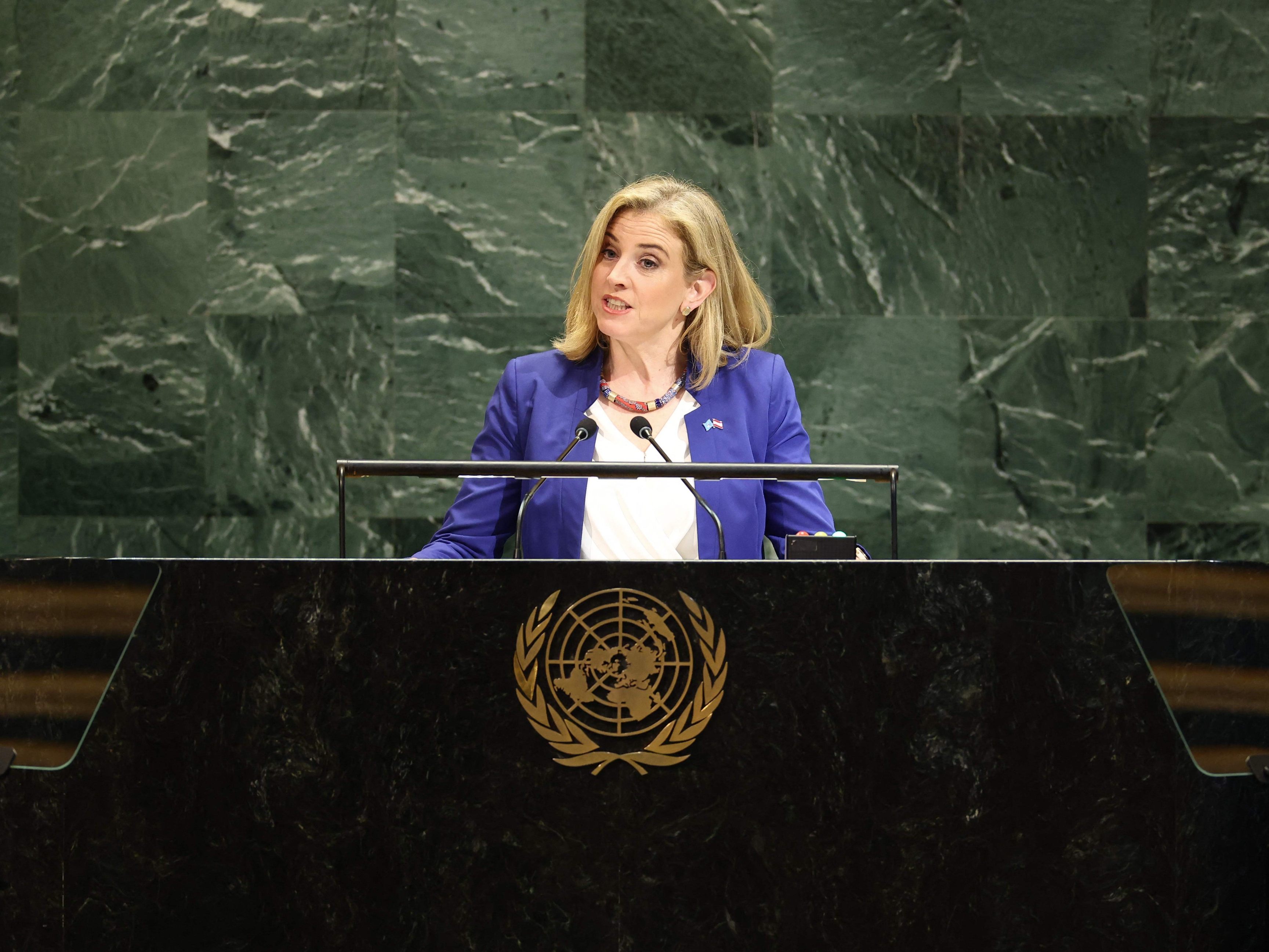 Außenministerin Meinl-Reisinger bei der UN-Generalversammlung.