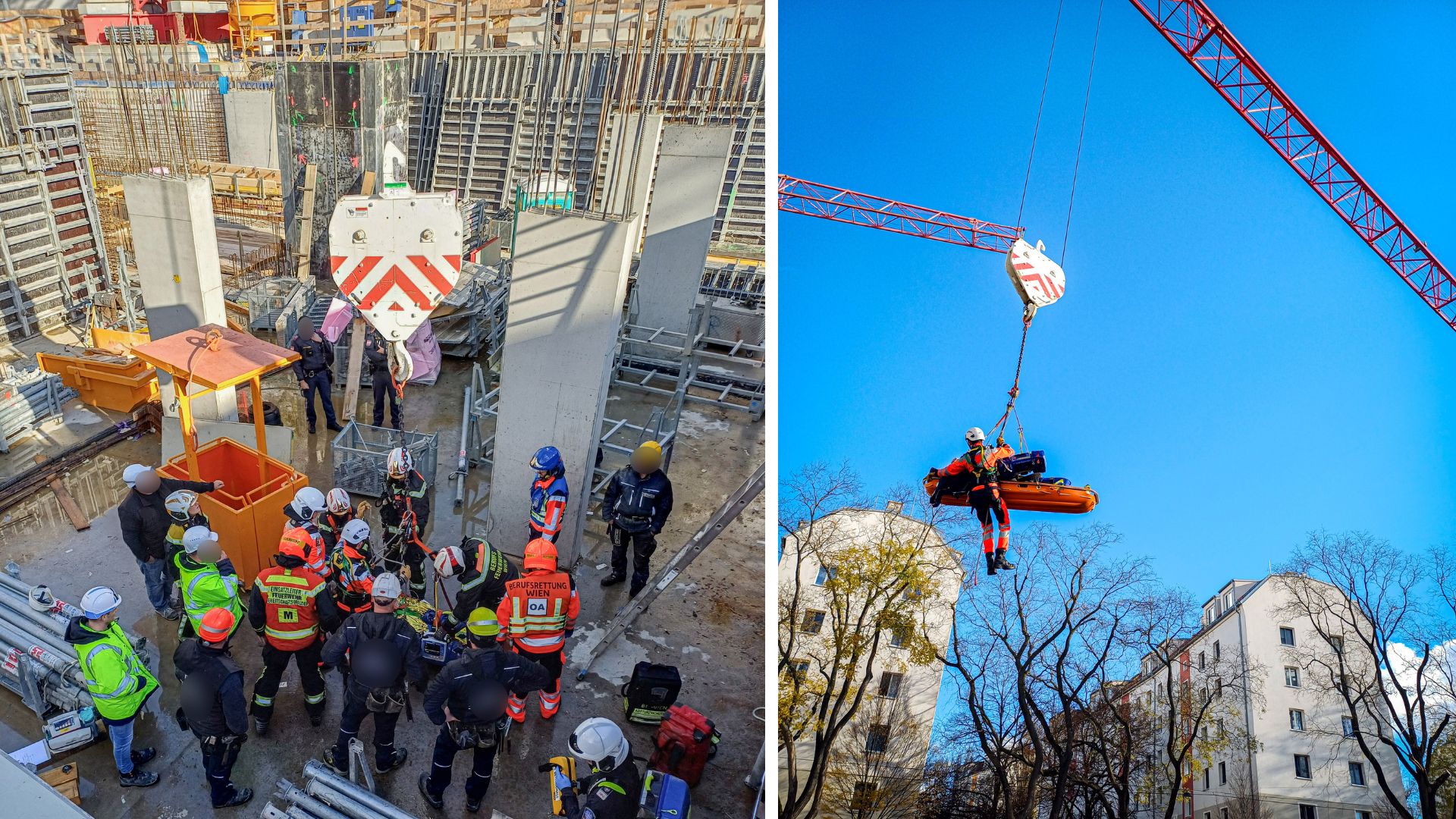 34-Jähriger bei Arbeitsunfall in Wien-Meidling mehrfach schwer verletzt: Mit Baustellenkran geborgen