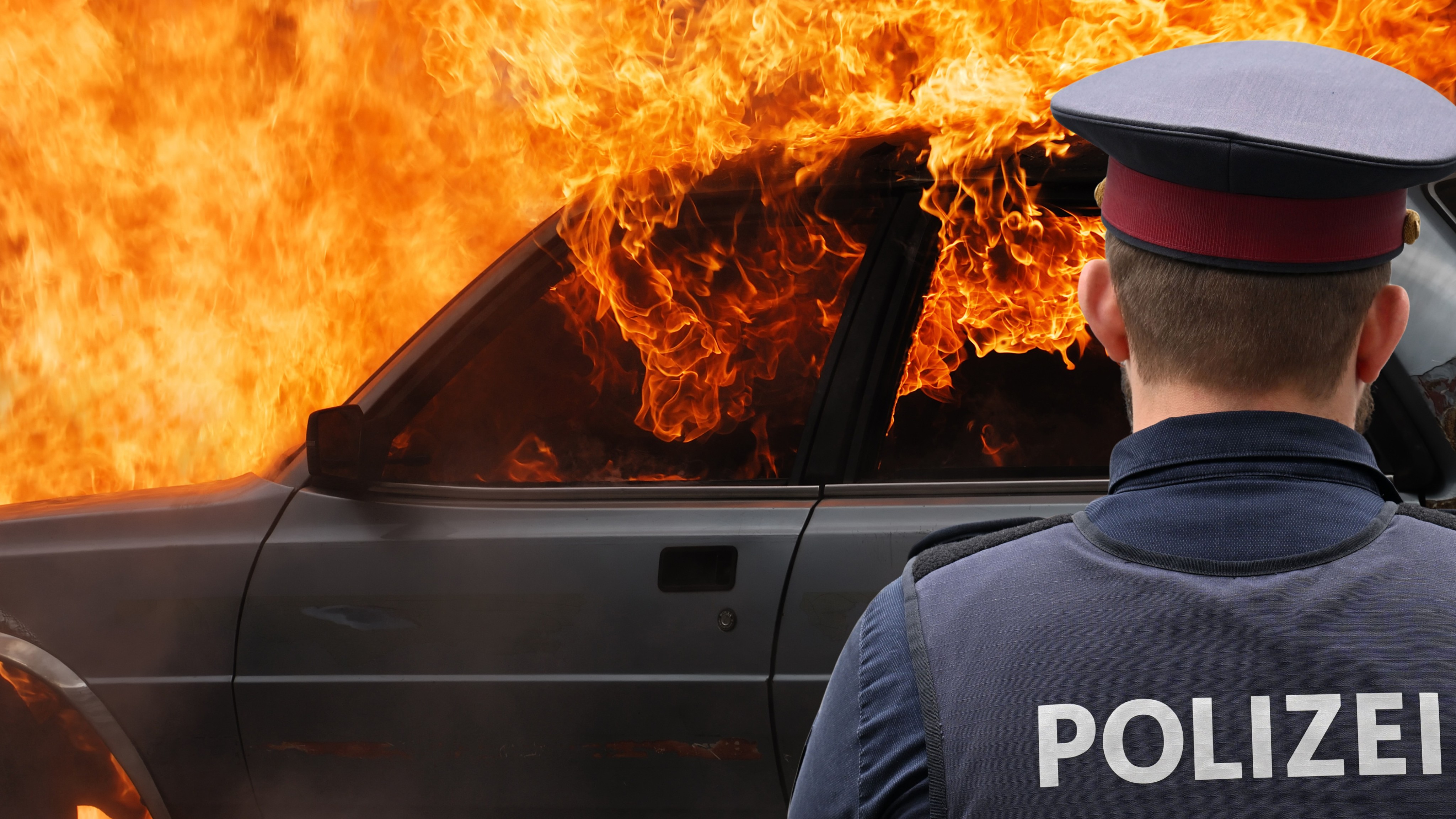 Leiche in ausgebrannten Pkw in Wien-Donaustadt gefunden