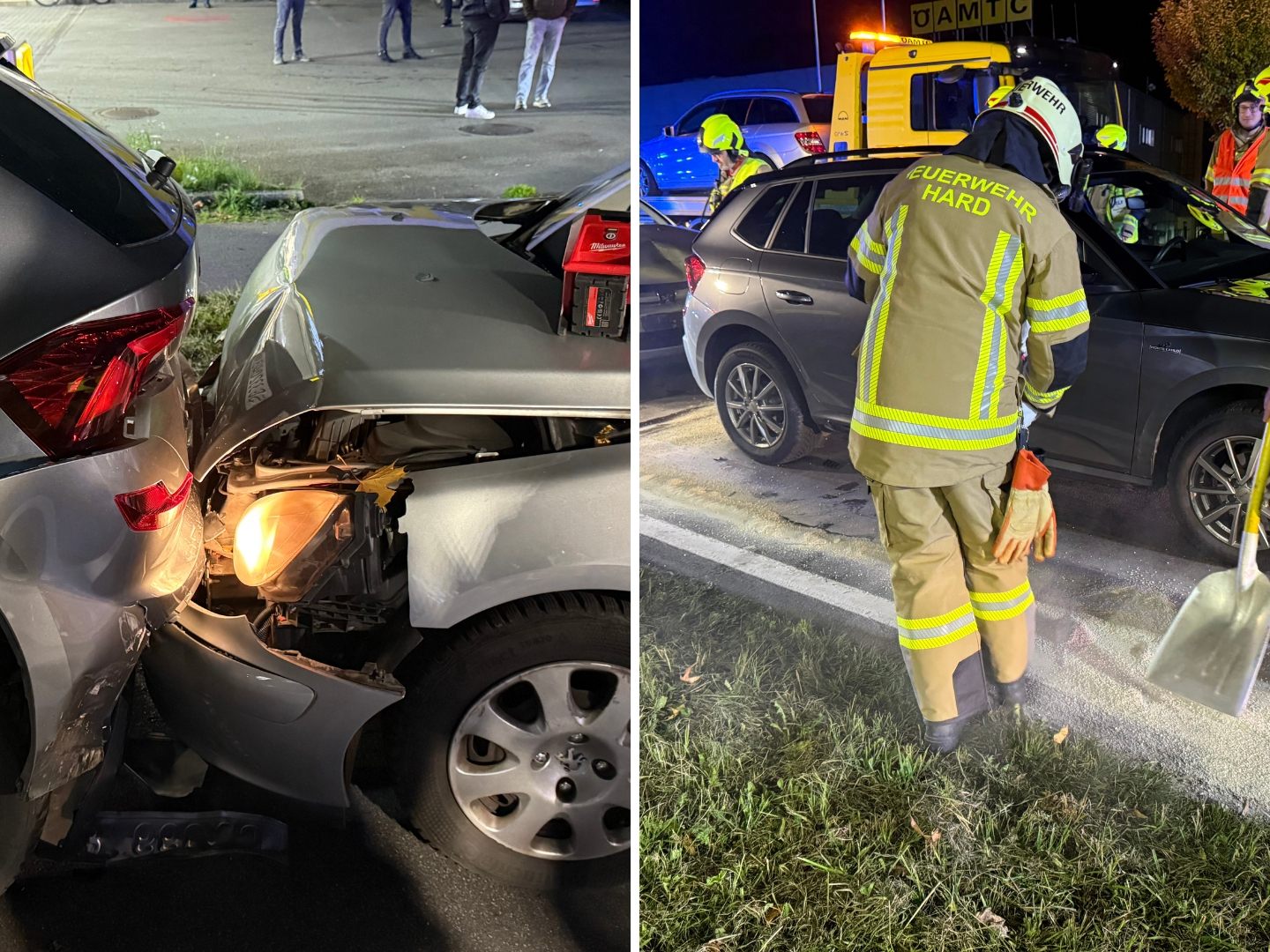 In der Rheinstraße in Hard ist es am Samstagabend zu einem Auffahrunfall gekommen.