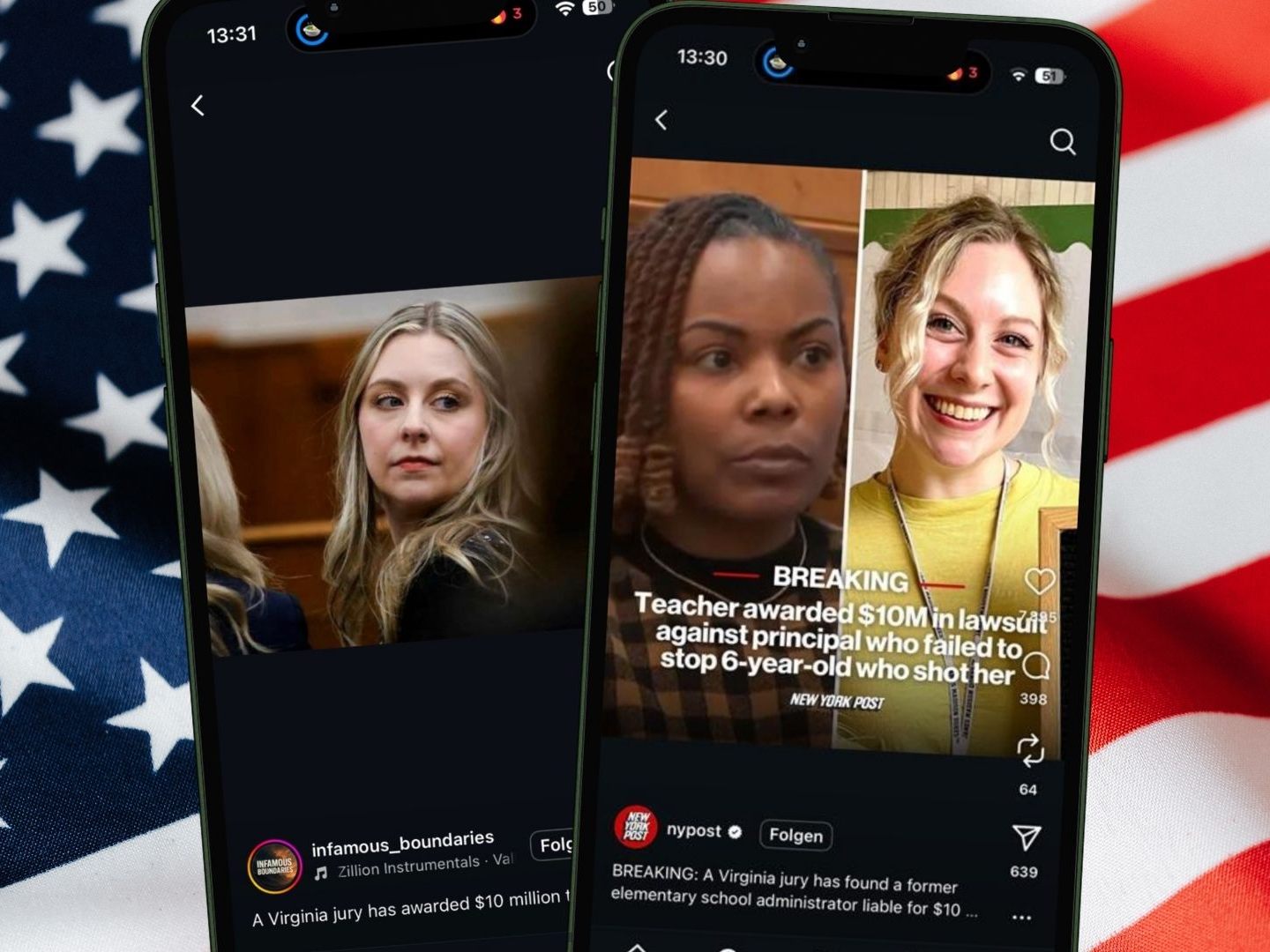 Eine ehemalige Lehrerin aus dem US-Bundesstaat Virginia erhält eine Millionenentschädigung.