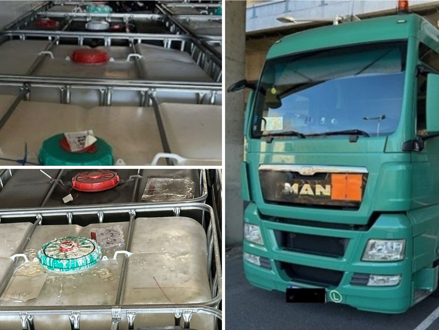 Flüssiges Gefahrengut lief bereits aus den Behältern aus.