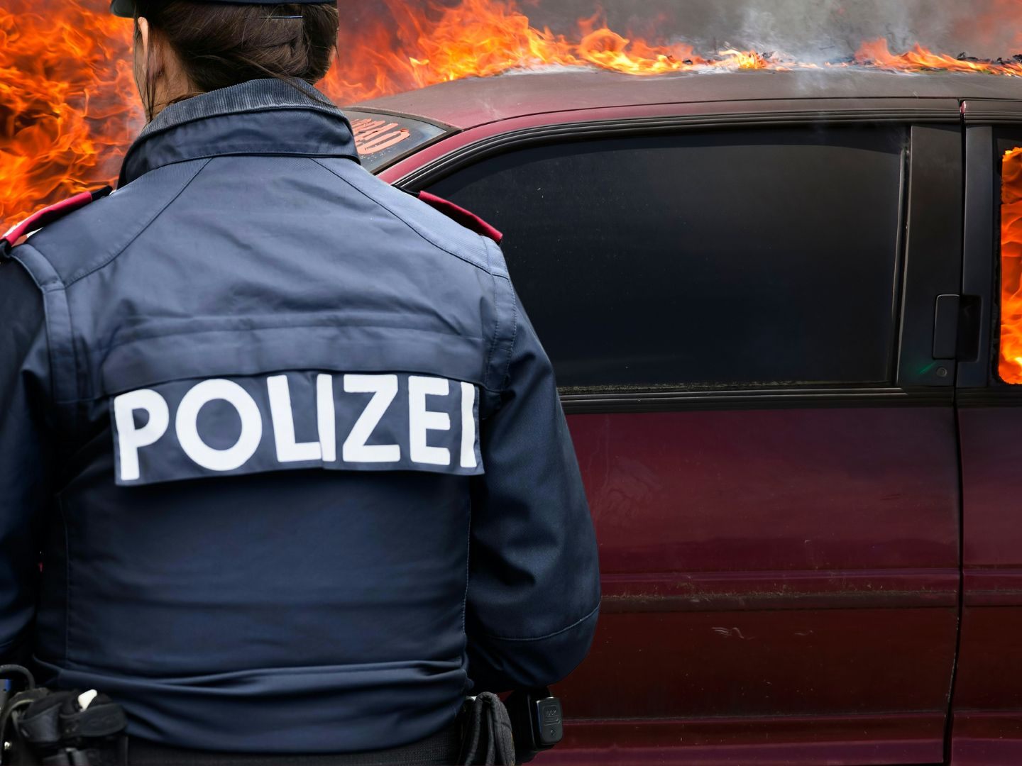 Beim Eintreffen der Einsatzkräfte stand der Pkw bereits in Vollbrand.