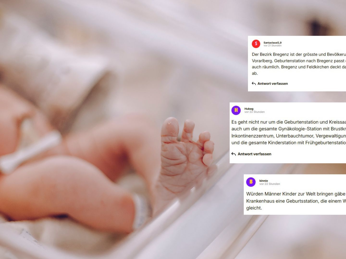 Die geplante Schließung der Geburtenstation in Dornbirn sorgt auch im VOL.AT-Forum für hitzige Diskussionen.