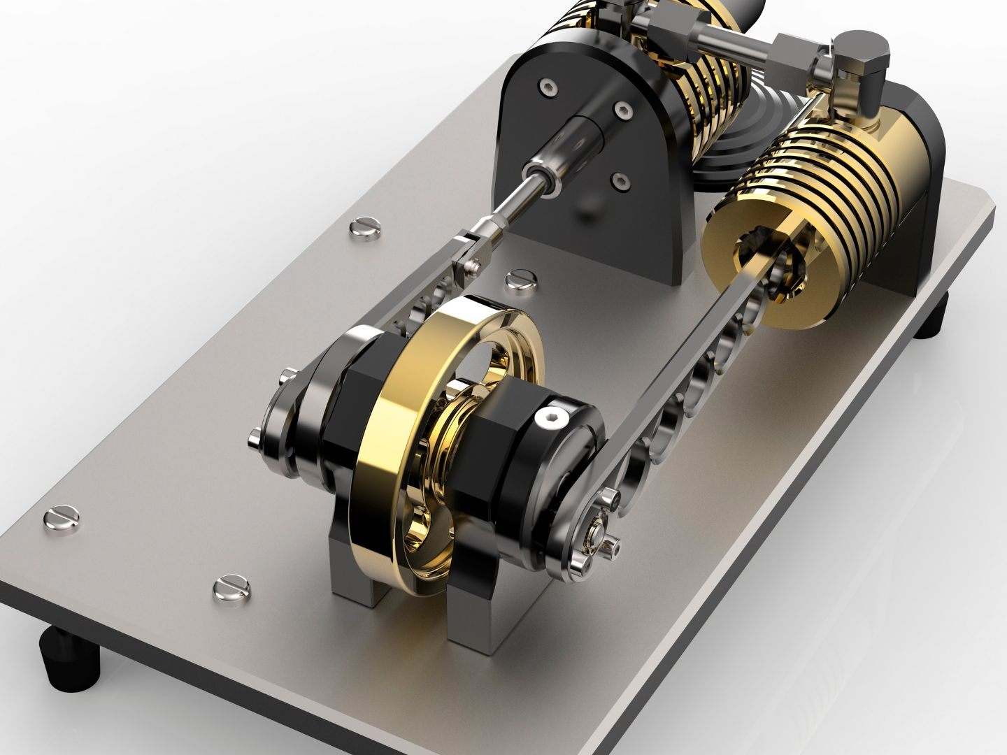 Der neuartige Motor basiert auf dem Prinzip eines konventionellen Stirling-Motors (Bild).