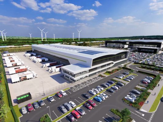 Das geplante Distributionszentrum mit TGW-Logistik.