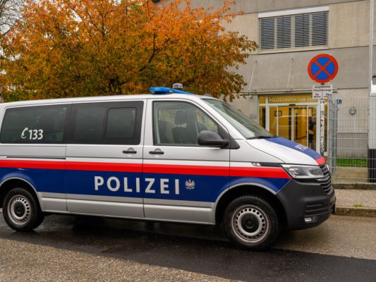 Im Stiegenhaus nahmen Polizisten den Betrunkenen fest