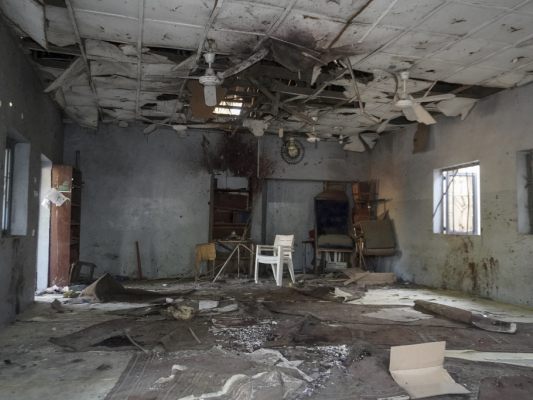 Blick in den zerstörten Gebetsraum der Moschee in Maiduguri