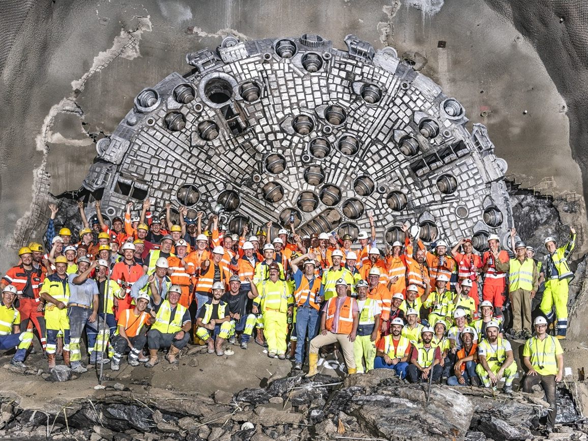 in bedeutender Augenblick: der Tunneldurchschlag am 14. August 2018.