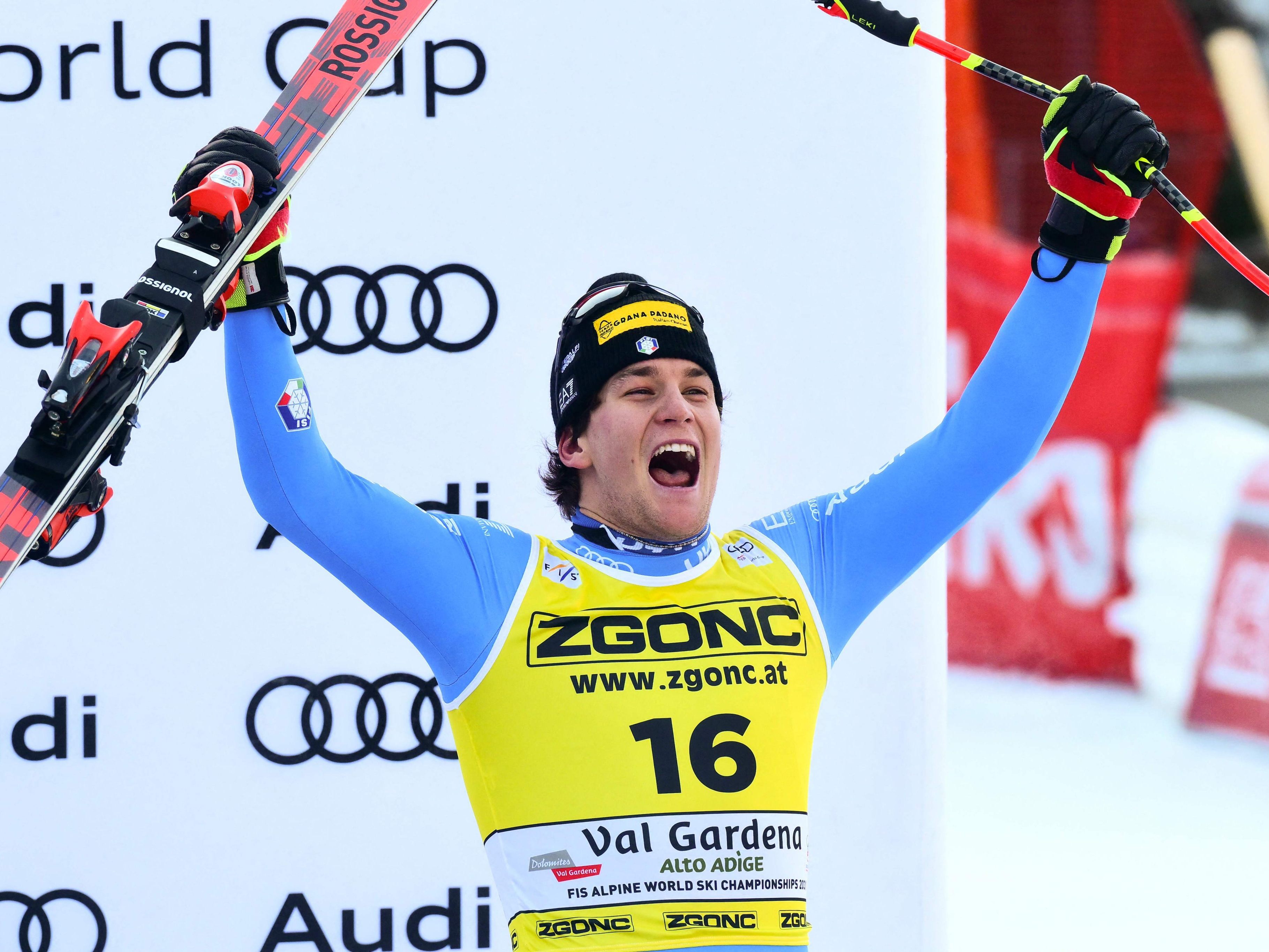 Giovanni Franzoni fuhr mit Startnummer 16 in Gröden erstmals aufs Weltcup-Podest.