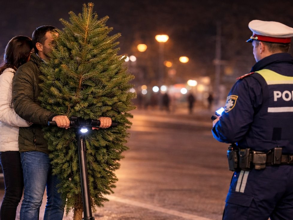 Die Polizei stoppte einen verrückten Christbaum-Transport.