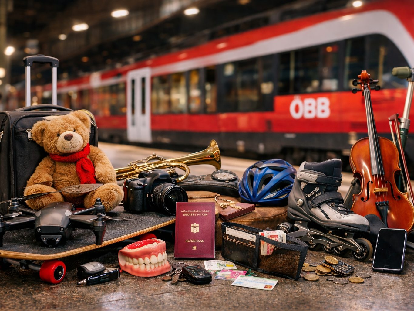 Was Fahrgäste alles vergessen: Der Jahresrückblick der ÖBB-Fundbüros.