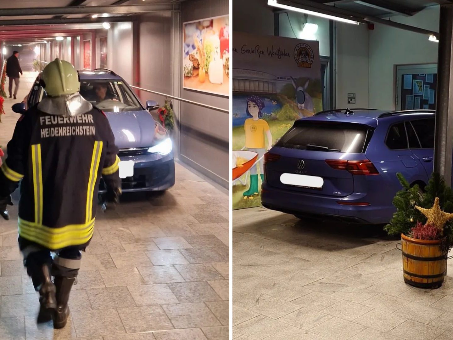 Der Pkw wurde von einem Floriani wieder aus dem Tunnel hinausmanövriert.