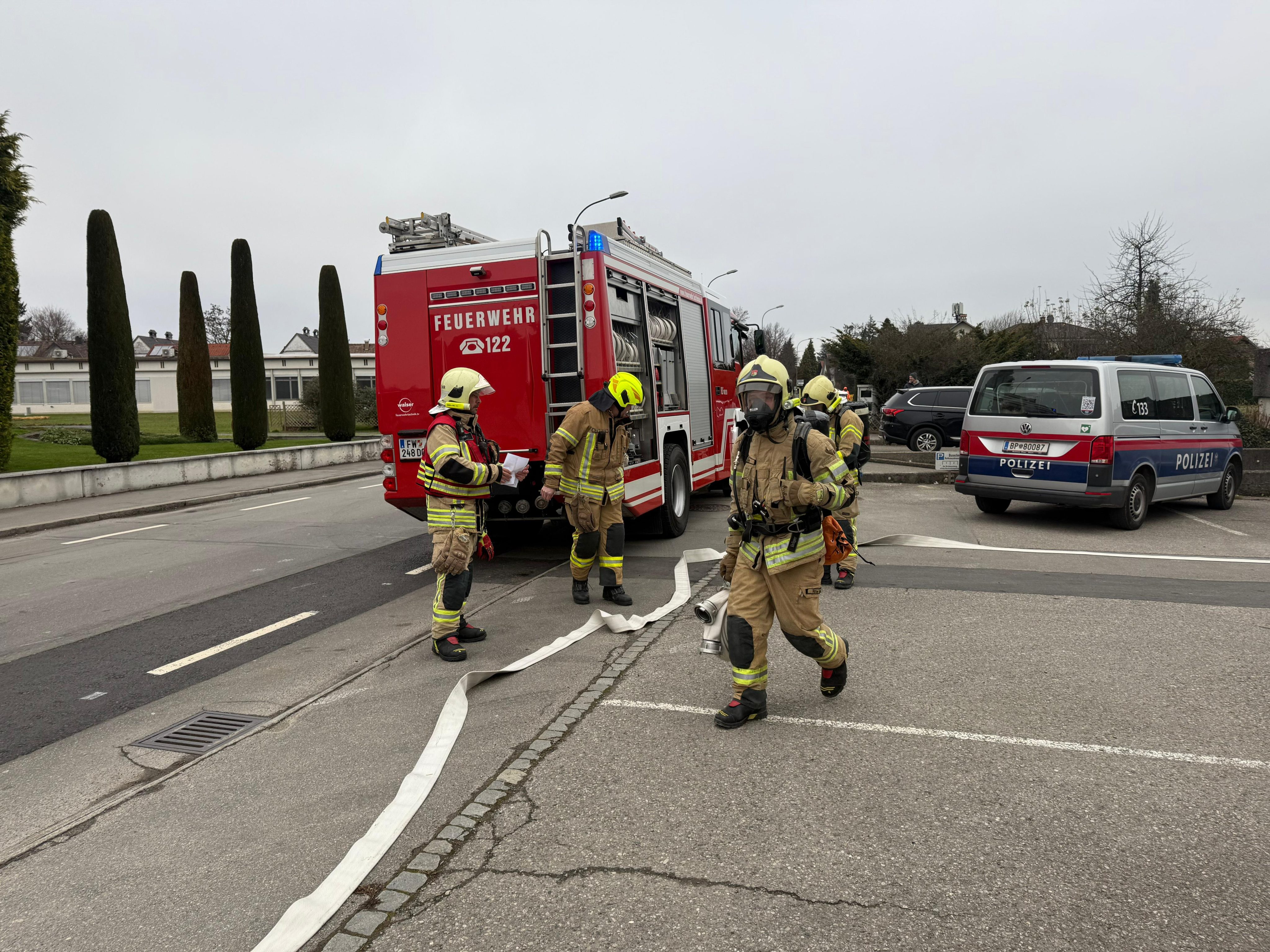 Die Feuerwehr Lustenau im Einsatz.